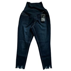 Alivia Ford Maternity Cropped Skinny Jeans Blue Size Large.